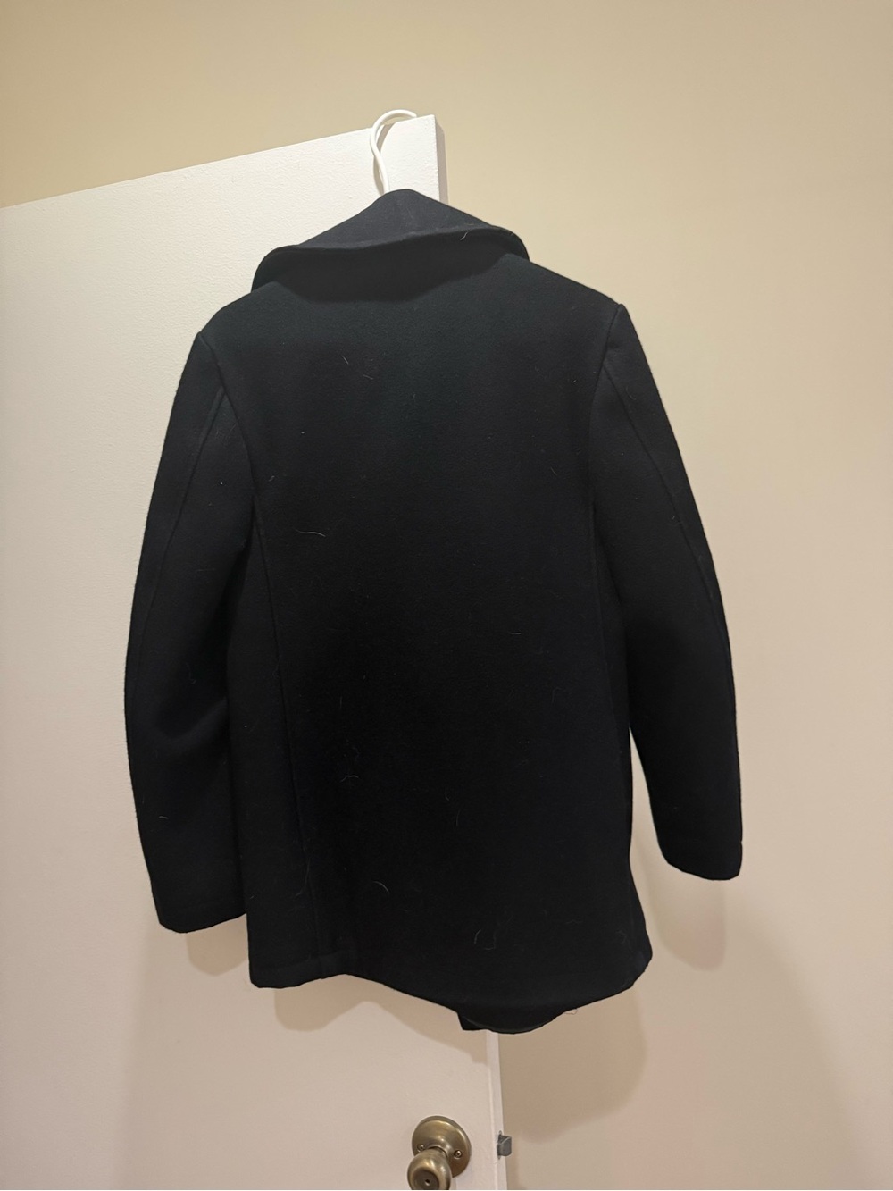 Men’s Vintage Classic Black Wool Peacoat, labeled Sterlingwear Anchor, size 34S